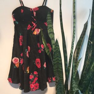 Floral Bustier Cutout Mini Dress